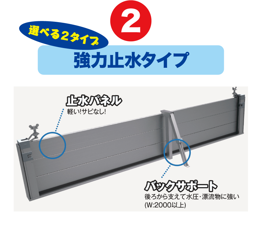 選べる2タイプ、強力止水タイプ