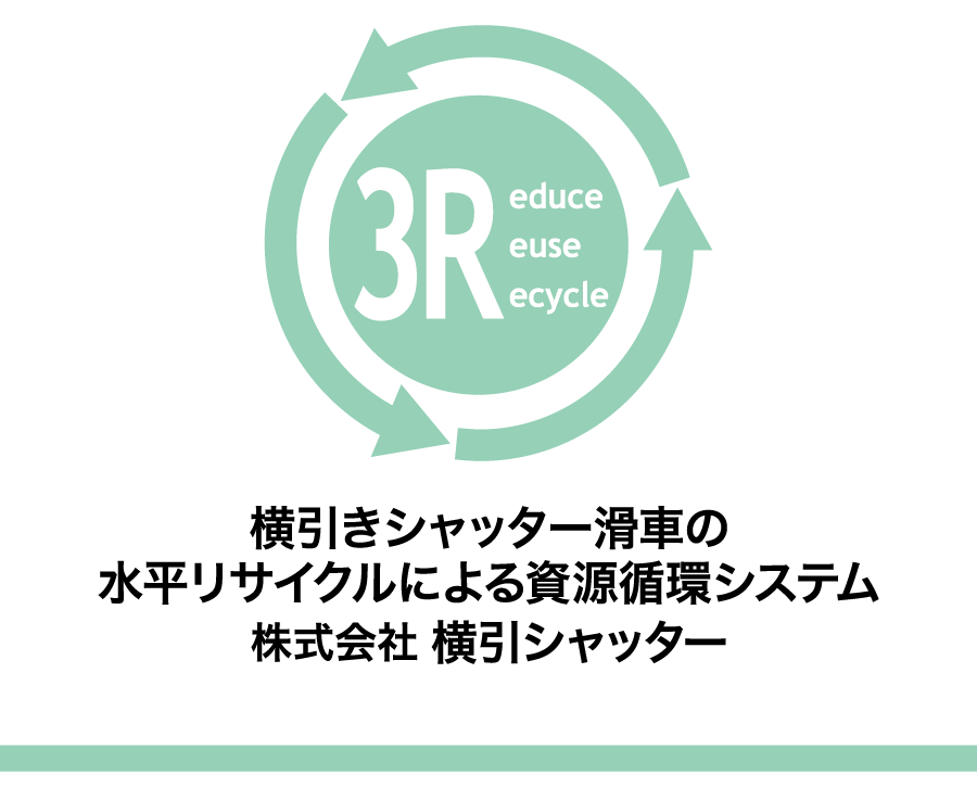 横引きシャッター滑車の水平リサイクルによる資源循環システム 株式会社横引シャッター